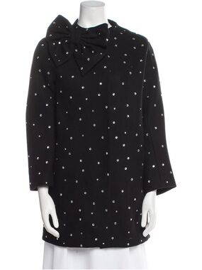 Kate Spade Black Embellished Bow detail Wool Coat